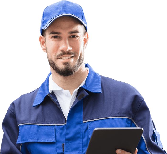 delivery driver holding a tablet