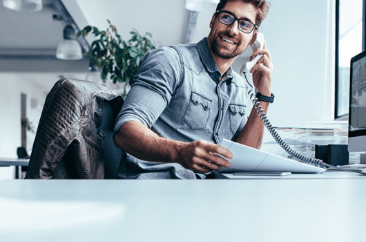 office-phone-smiling