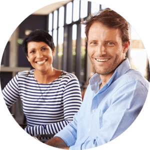 man and woman smiling
