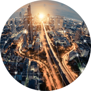 global city connected with signals