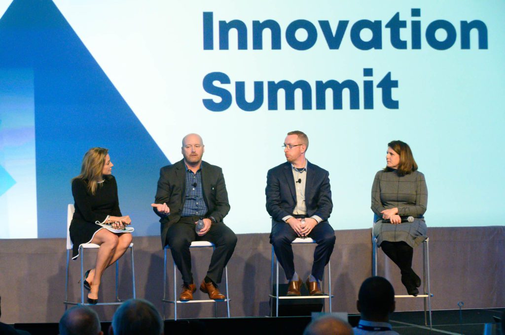MetTel Innovation Summit 2020 Panel - Left to right: Lori Thomas, MetTel; John Pieratt, FIS; David Coulson, Signet Jewelers; Ashley Denison, Caliber Collision