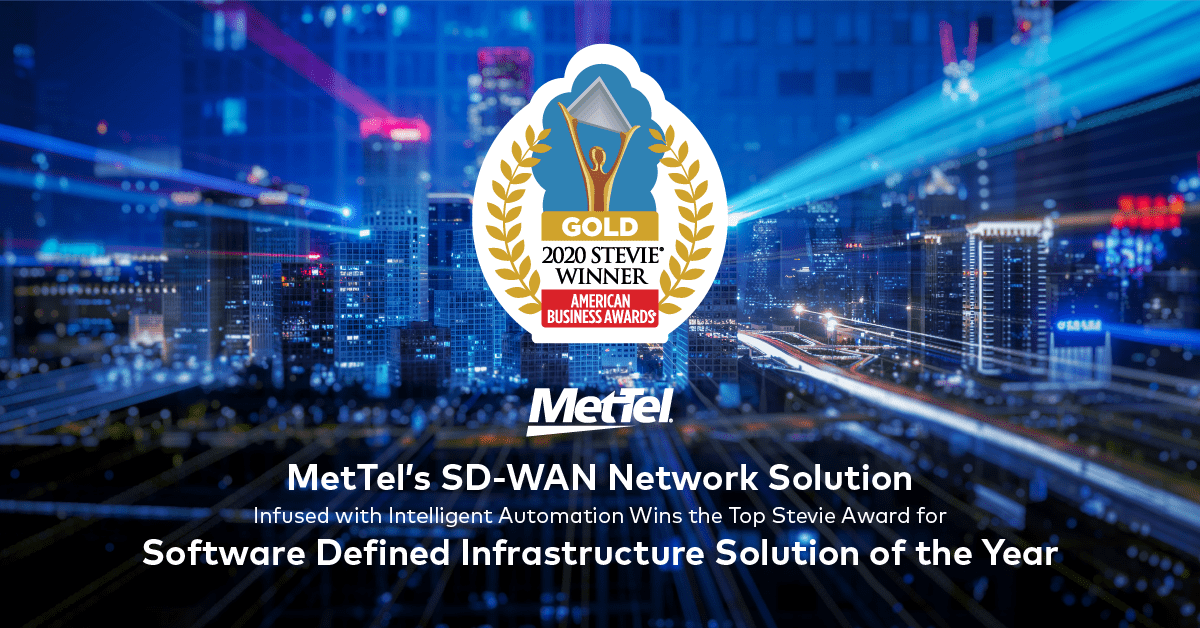 MetTel’s SD-WAN Network SolutionInfused with Intelligent Automation Wins the Top Stevie Award for Software Defined Infrastructure Solution of the Year