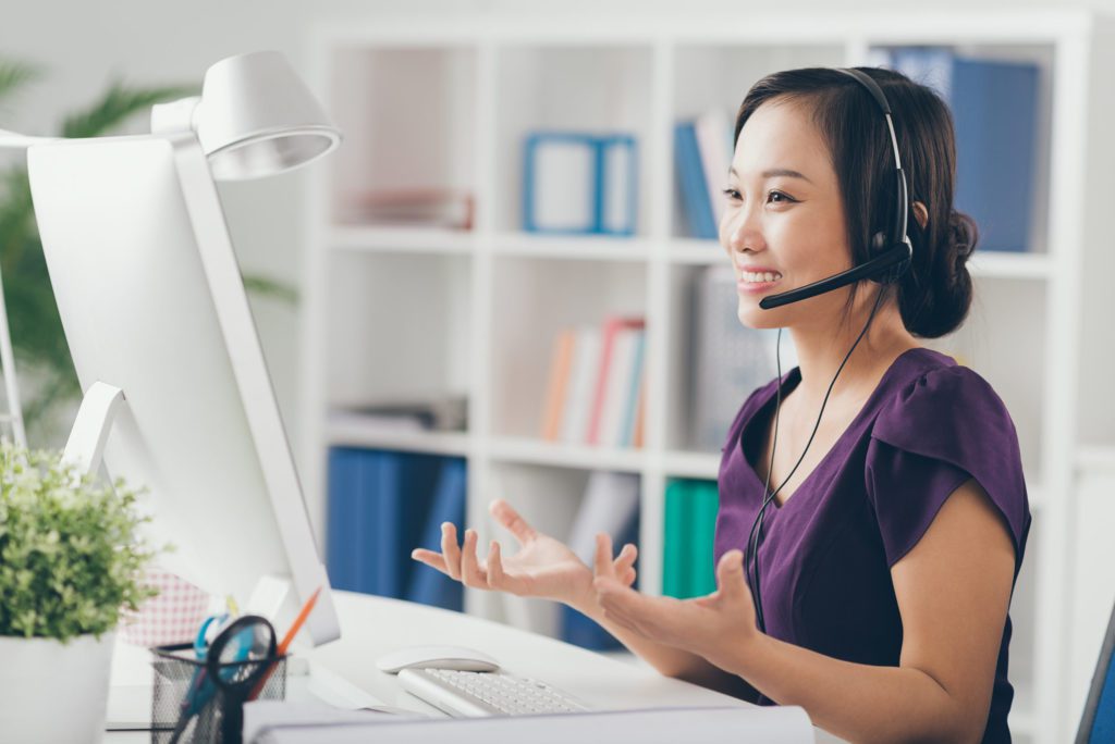 woman talking on headset