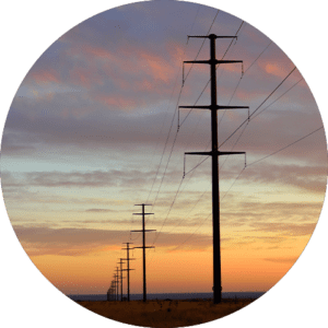 POTS telephone lines during sunset