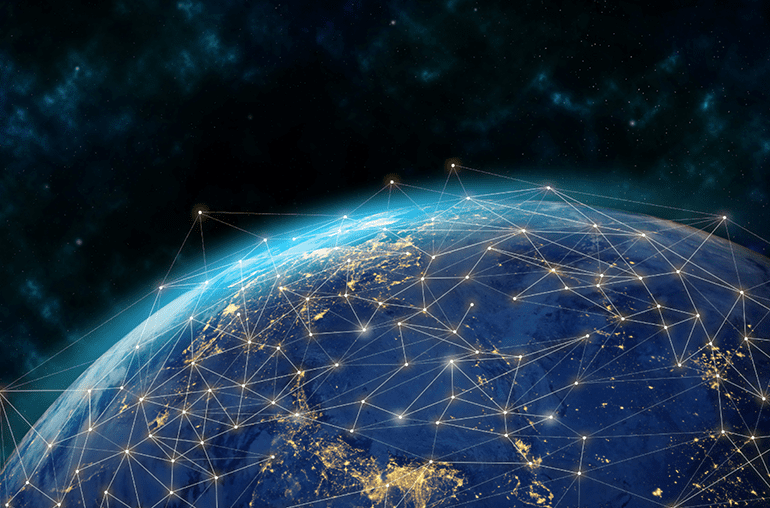 earth from space with network connections