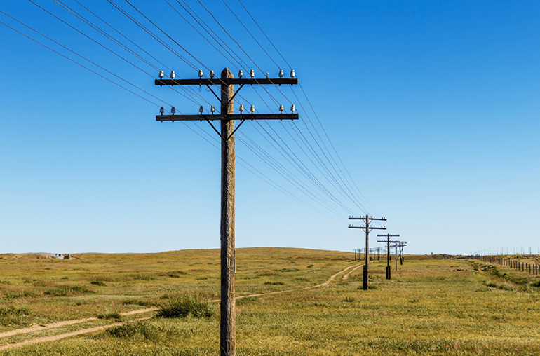 telephone lines on a field