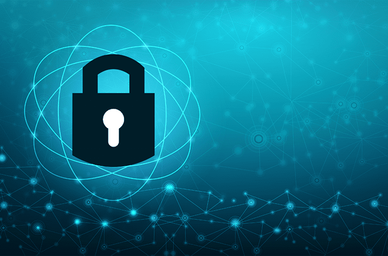 lock surrounded by network signals